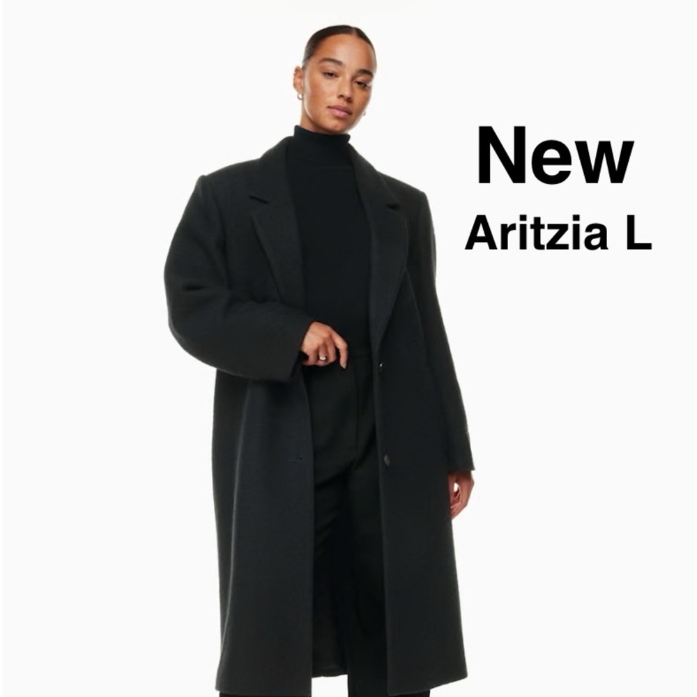 Aritzia Black Long Wool Coat